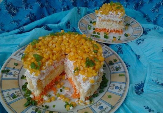 Салат «Кудрявый» с морковью и крабовыми палочками