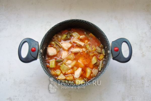 Лагман со стручковой фасолью