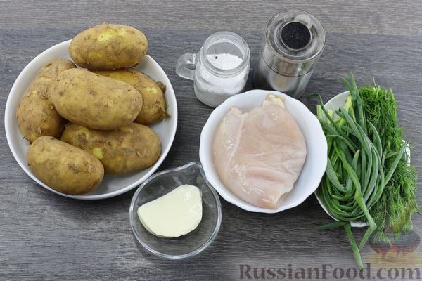 Молодой картофель, запечённый с курицей (в рукаве)